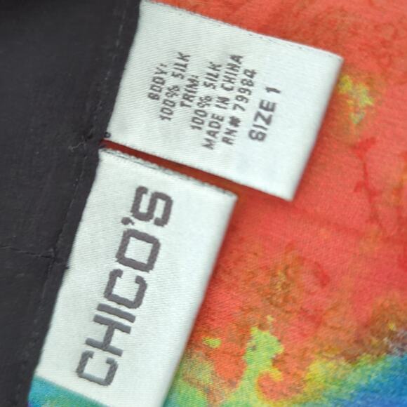Chico's 1 S-XL Oversize Colorful 100% Silk Tropical Art-to-Wear Kimono Jacket - Picture 5 of 6